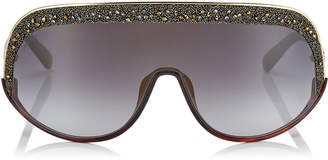 Jimmy Choo SIRYN Grey Shaded Mirror Mask Sunglasses with Gold Frame