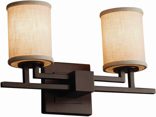 Latitude Run Geoffroy Modern 60W 2 Light Cylinder w/ Flat Rim Vanity Light