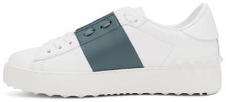 Valentino White and Blue Garavani Open Sneakers