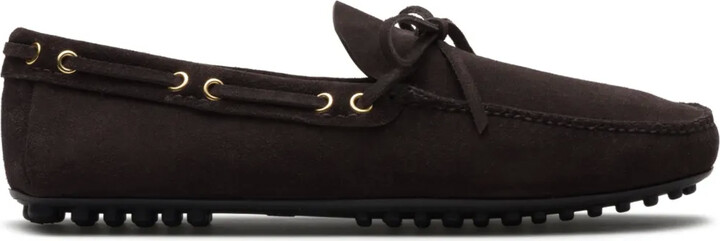 Car Shoe Bow-Detail Suede Driving Shoes