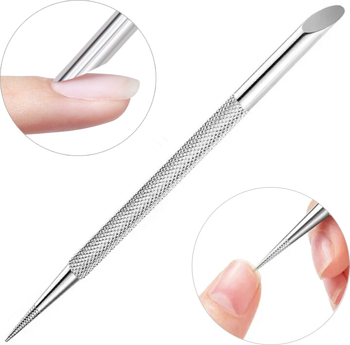 NONE Double-ended Stainless Steel Cuticle Pusher Nail Art Polish Gel Remover Manicure Sticks Tool for Nail Art Manicure Tools