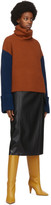 Thumbnail for your product : VVB Orange and Beige Wool Jumbo Cuff Jumper Sweater