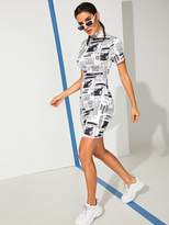Thumbnail for your product : Shein Newspaper Print Bodycon Dress