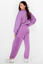 Thumbnail for your product : Nasty Gal Womens Hey Wash Out Cropped Sweatshirt and Jogger Set - Purple - 22