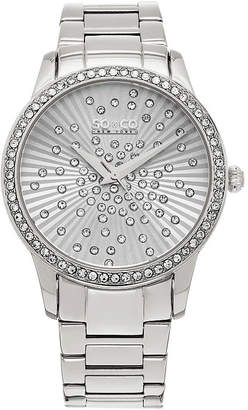 SO & CO Ny Women'S Madison Silver Tone Stainless Steel Bracelet Dress Quartz Crystal Scattered Dial Watch J160P20