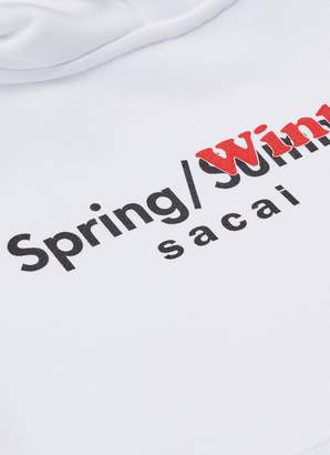 Sacai 'Spring Winter' slogan logo print zip outseam hoodie