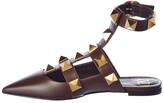 Thumbnail for your product : Valentino Roman Stud Leather Ankle Strap Flat