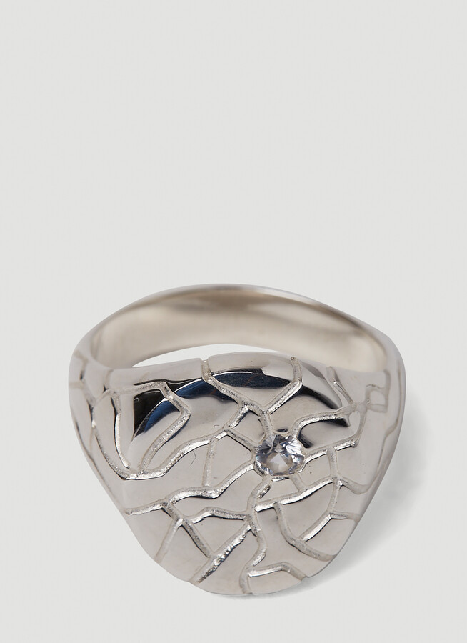 Octi Cracked Ice Signet Ring - Jewellery Silver One Size