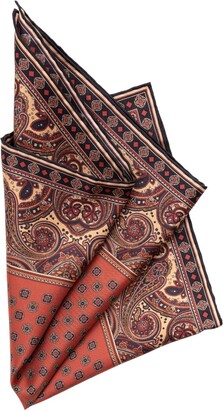 Elizabetta Men's Large Silk Bandana - Brown Neckerchief