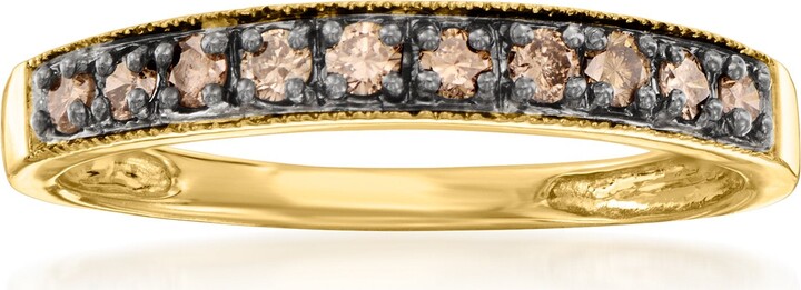 Ross-Simons Brown Diamond Ring in 18kt Gold Over Sterling