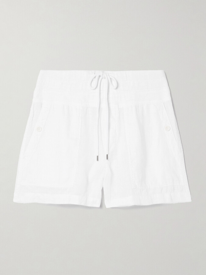 James Perse Cotton Jersey-trimmed Linen Shorts - White