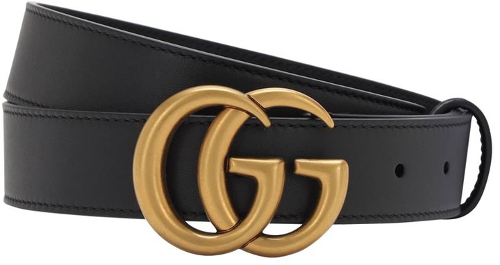 Moraner Mens Fashion Black Waist Belt Gold G Buckle Belt 