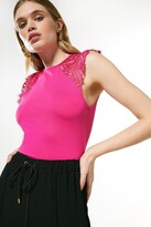 Thumbnail for your product : Karen Millen Scallop Lace Sleeve Jersey Top