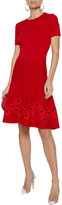 Thumbnail for your product : Oscar de la Renta Fluted Floral-appliqued Wool Dress