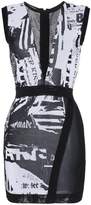 Balmain sleeveless news intarsia mini dress