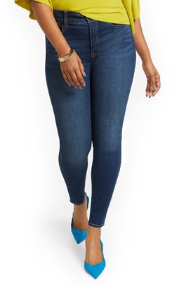 New York & Co. Mya Curvy High-Waisted Sculpting No Gap Super-Skinny Ankle Jeans - Foxy Blue |