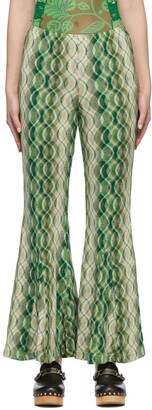 Anna Sui Green Wave Rider Lounge Pants