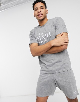 ONLY & SONS lounge oversized set shorts and t-shirt with graphic in gray -  ShopStyle