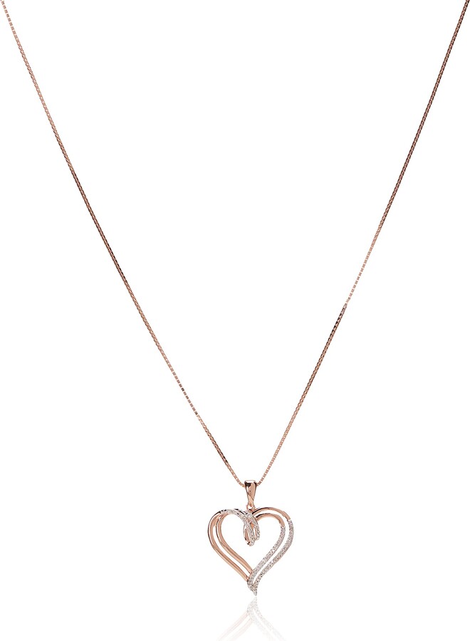 925 Sterling Silver Diamond 'MOM' Heart Shaped Pendant Necklace 18" I-J, I2-I3
