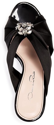 Oscar de la Renta Embellished Silk High Heel Slide Sandals