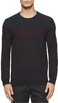 Calvin Klein Men's Merino Color Blocked Crew Neck Sweater