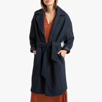 La Redoute Collections Wool Mix Mid-Length Coat with Belt and Pockets