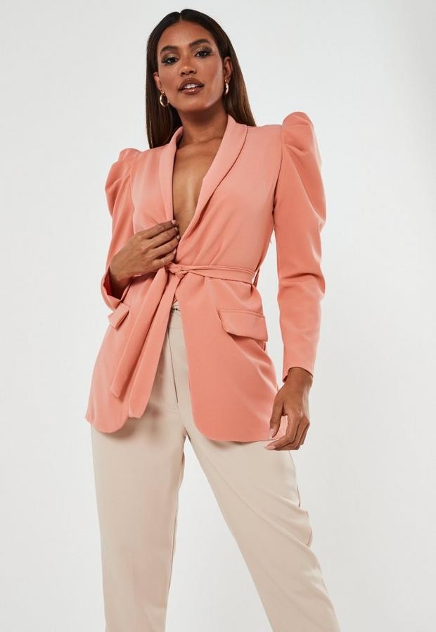 peach blazer outfit