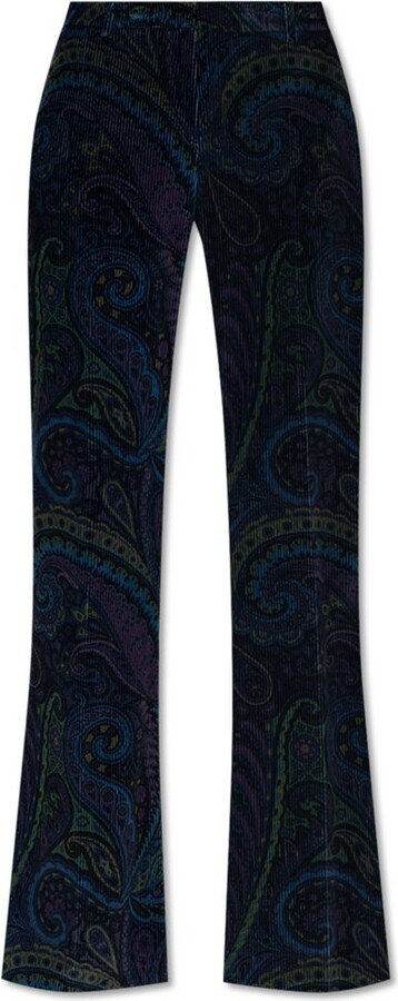 Etro Floral Jacquard Flared Corduroy Trousers