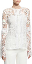 Thumbnail for your product : Oscar de la Renta Lace Bell-Sleeve Shirt, White