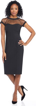 Maggy London Illusion Long Sleeve Sheath Dress Holiday Party