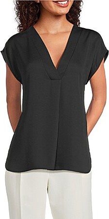 Marella Brina Globo V-Neck Satin Kimono Short Sleeve Top