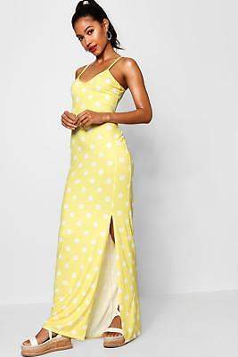 boohoo NEW Womens Knot Cross Back Jersey Maxi Dress in Polyester