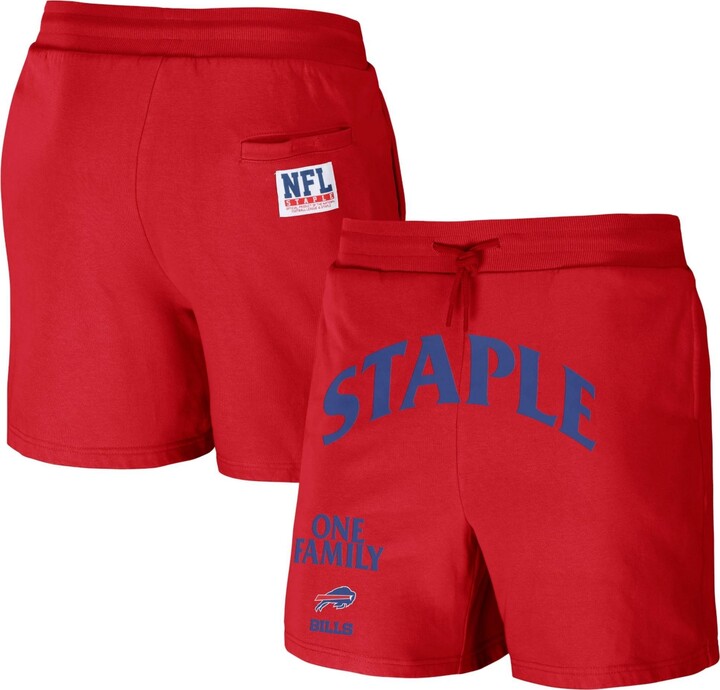 Nfl Properties Men's Nfl X Staple Red Buffalo Bills New Age Throwback Vintage-Like Wash Fleece Short