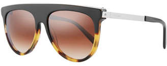 Balmain Flattop Two-Tone Acetate Aviator-Style Sunglasses, Beige