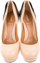Thumbnail for your product : Fendi Leather Round-Toe Platform Pumps