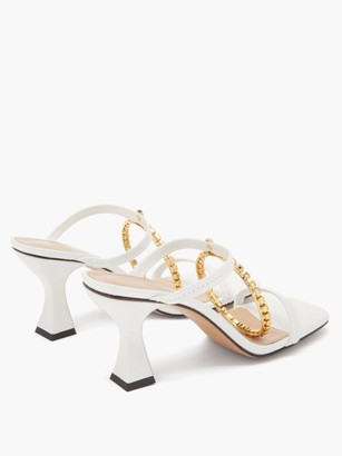 J.W.Anderson Crystal-embellished Square-toe Leather Sandals - White