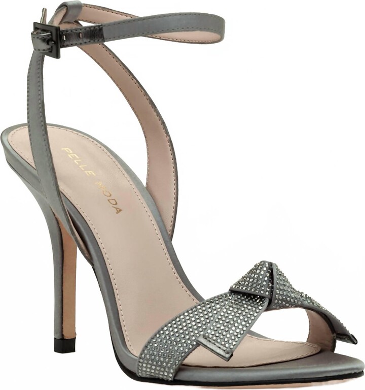 Pelle Moda Women's Kim Sandal In Pewter Satin