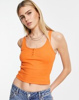Thumbnail for your product : ASOS DESIGN button front tank top in rust