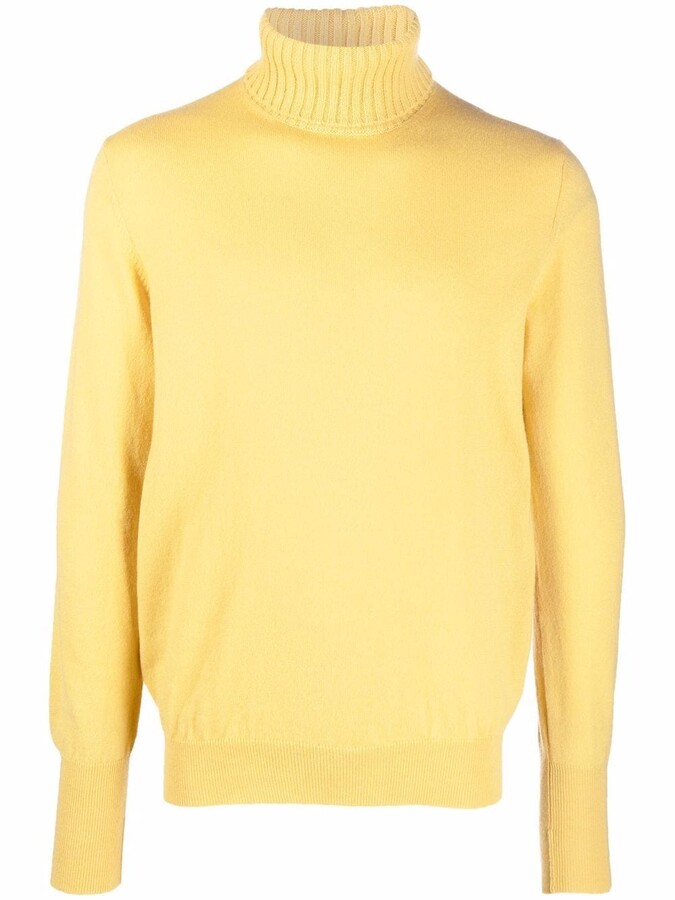 men yellow turtleneck