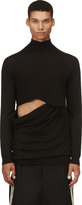 Thumbnail for your product : Rick Owens Black Cut-Out Wool Cloqué Sweater