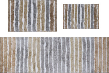 Ivy Bronx Bathroom Rugs Set of 3 Soft Bath Mats Absorbent & Quick Drying Non-Slip Rubber Backing Machine Washable Bathroom Floor Mats for Tub Shower Sink