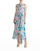 Thumbnail for your product : Shoshanna Macie Brushstroke-Print High-Low Gown