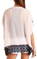 Thumbnail for your product : Charlotte Russe Lace & Chiffon Kimono Top