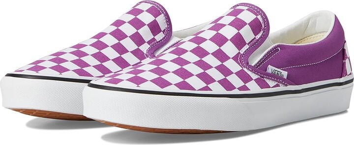 Vans Classic Slip-On Checkerboard Skate Shoes Color Theory Checkerboard Willowherb : Men's 3.5 - Women's 5 Medium, Canvas/Leather/Suede