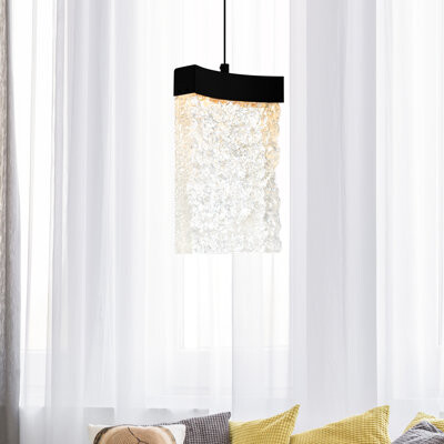 CWI Lighting Integrated LED 6" Modern Mini Pendant with Handmade Textured Glass for Kitchen Island Entryway Island Hallway