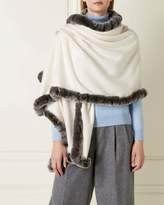 Thumbnail for your product : N.Peal Fur Trim Woven Cashmere Shawl