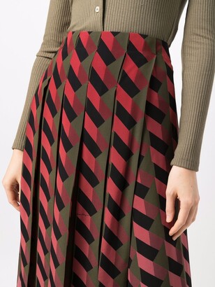Ferragamo Geometric-Print Pleated Skirt