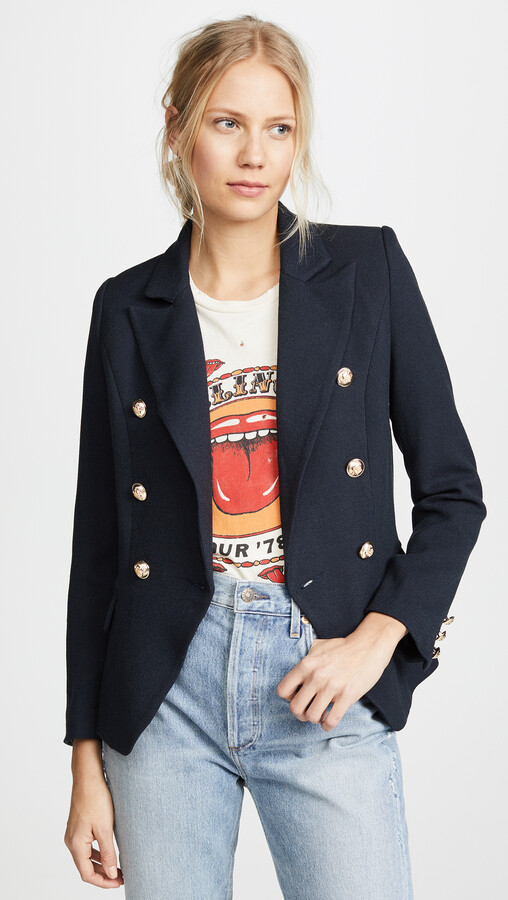 womens navy blazer with gold buttons