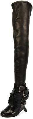 Tom Ford Multi-Strap Wedge Over-the-Knee Boot, Black