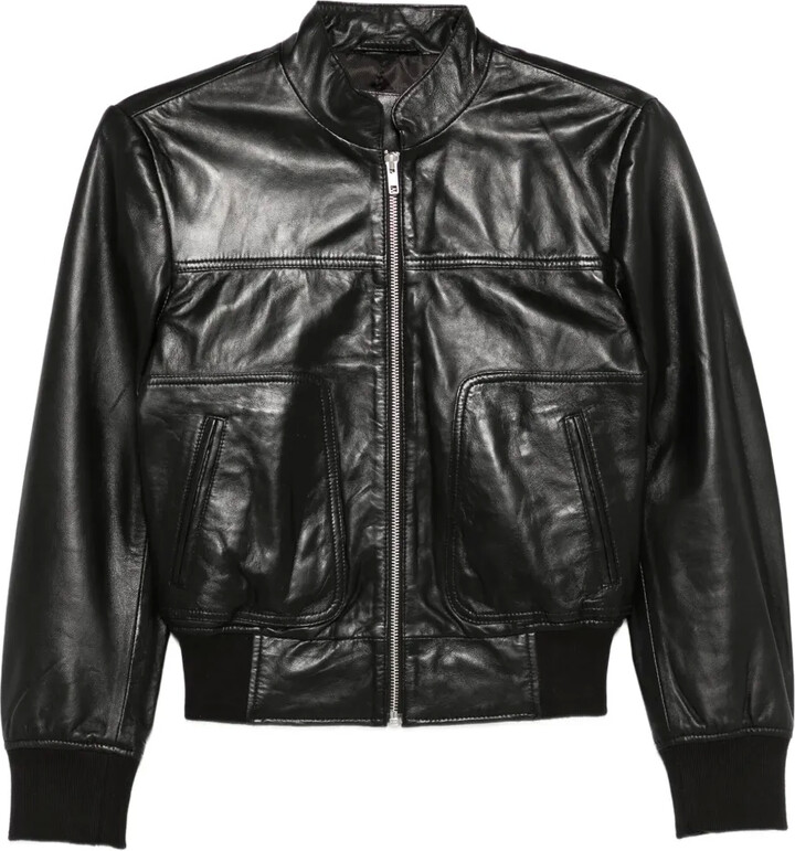 R 13 Zip-Front Leather Jacket
